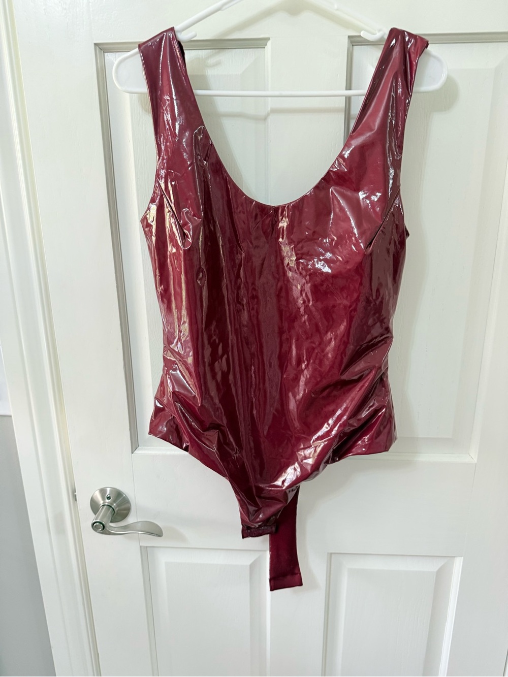 NWT | Princess Polly Glossy Wine Red Vinyl Bodysuit